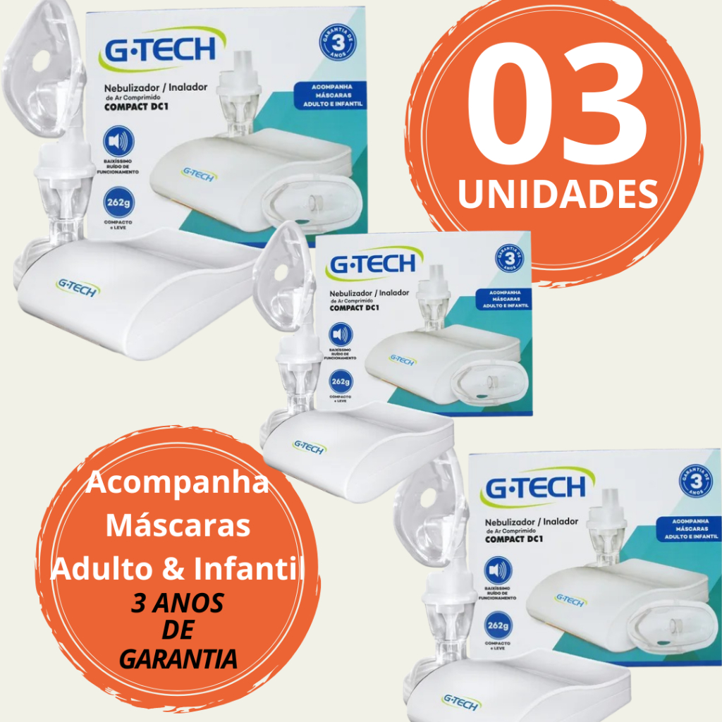 Promoção 3 Nebulizador/Inalador Compact G-Tech DC1
