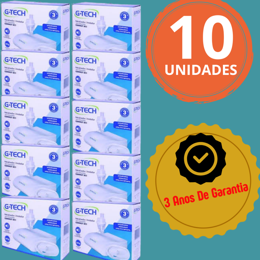 Promoção 10 Unidades Nebulizador/Inalador Compact G-Tech DC1