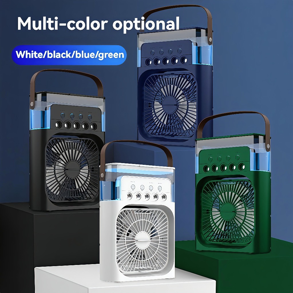 Mini Ar Condicionado Portátil 3 em 1 - Ventilador Umidificador LED | USB Type-C Silencioso Econômico