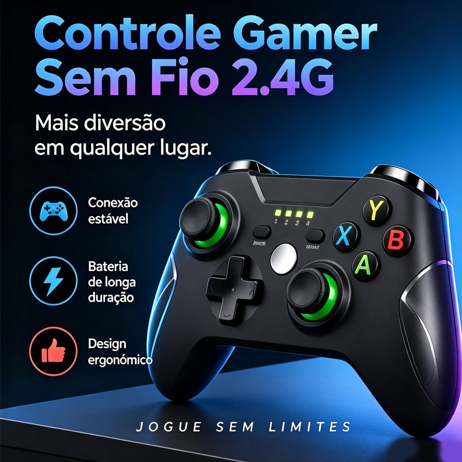 Controle Gamer Sem Fio 2.4G Joystick Gamepad Compatível PC、 PS3、 Pc360 Android Steam,Carregamento USB