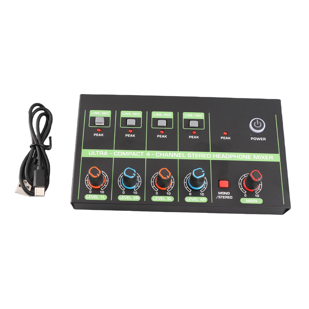 sicibr Microfone Misturador De Áudio De 4 Canais , Linha Mono Estéreo De Baixo Ruído/Mudança De Modo MIC Para Microfones
