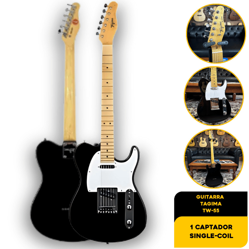 Guitarra Elétrica Tagima Tw Series Tw-55 De Tília Black Com Diapasão De Bordo