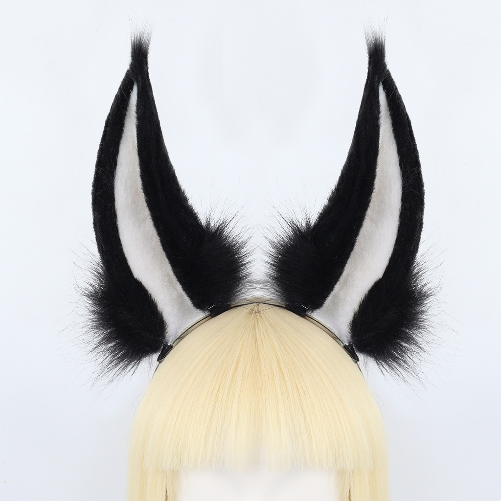 CGA6 Orelhas de coelho de pelúcia artesanais, realistas, para cosplay em feiras de anime, show, tiara de orelhas de anim