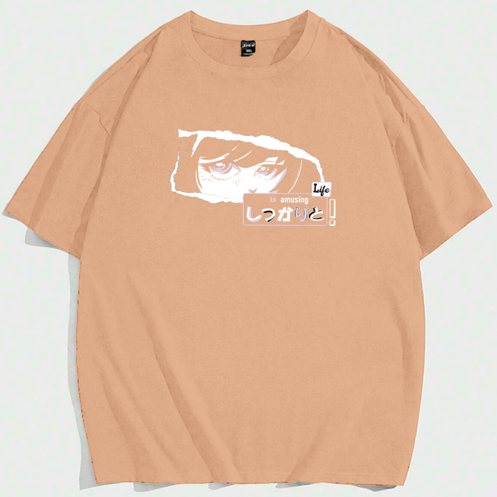 Blusa Life Is Amuzing  Nostalgic Vintage Preppy Show Off Anime Japonese Camiseta T Shirt Manga Curta G