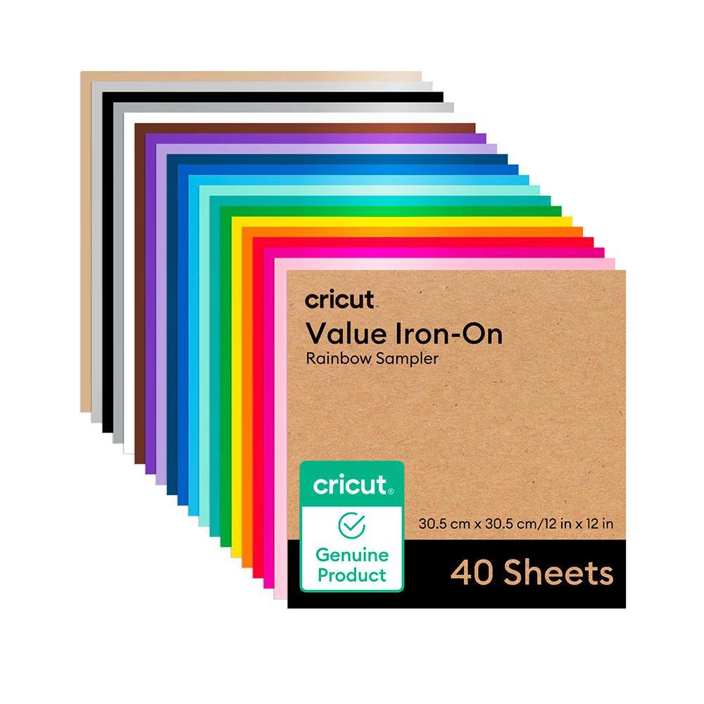 Cricut Value Iron-On Transfer 40 Folhas 30 x 30cm, Rainbow