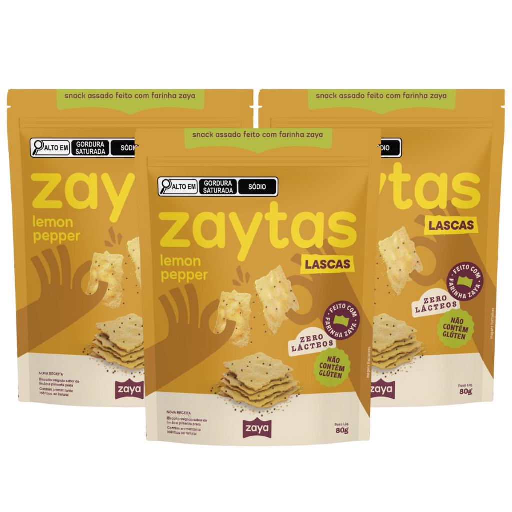 3x Zaytas Lemon Pepper Lascas Crocantes Vegana 80g