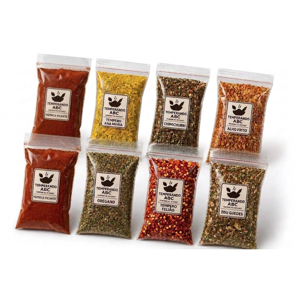 Kit 16 Temperos Naturais Chimichurri, Lemon Pepper, Paprica , Alho 10.10