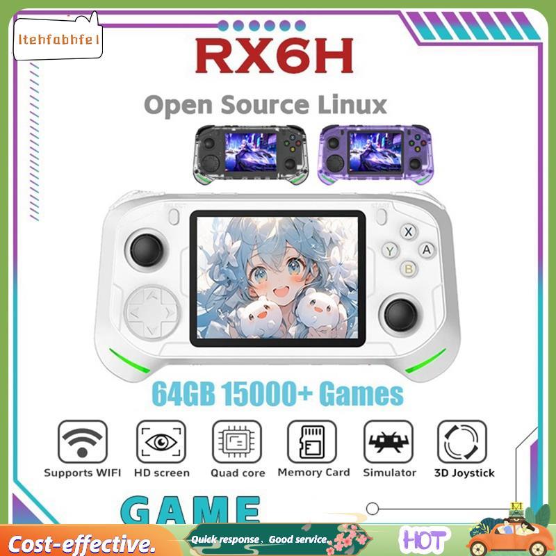 RX6H Retro Console De Videogame Portátil Linux Pocket Player 64GB 15000 + Jogos Tela IPS De 3.5 Polegadas Suporta Mais D