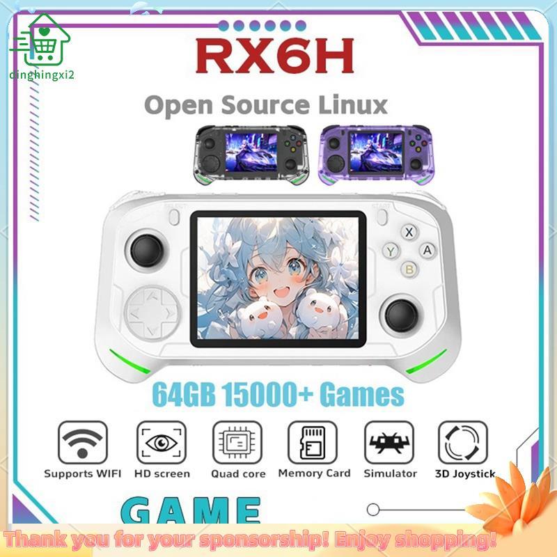 RX6H Retro Console De Videogame Portátil Linux Pocket Player 64GB 15000 + Jogos Tela IPS De 3.5 Polegadas Suporta Mais D
