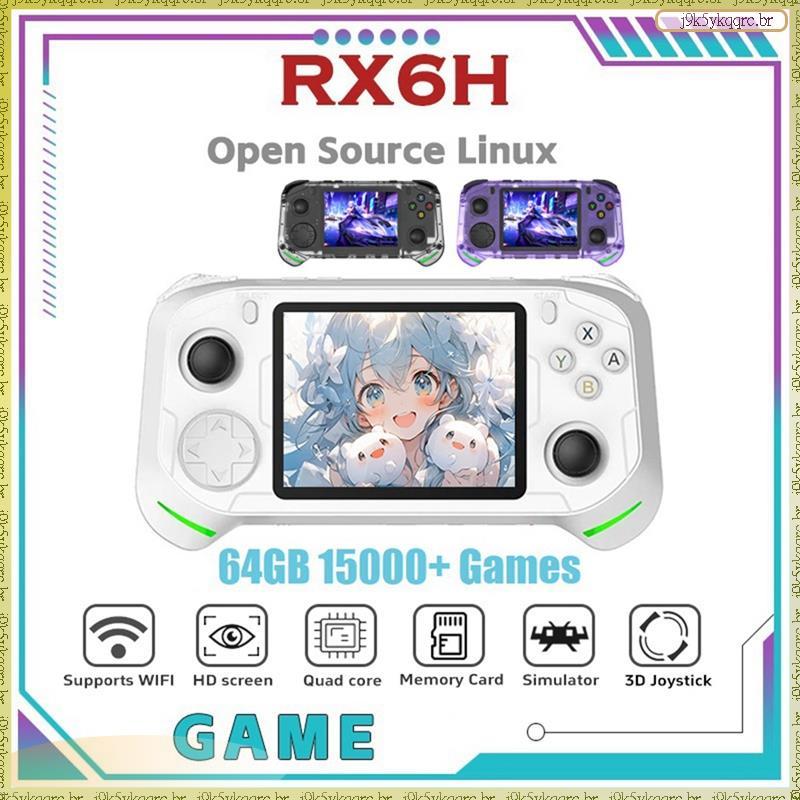 [Lan] RX6H Retro Console De Videogame Portátil Linux Pocket Player 64GB 15000 + Jogos Tela IPS De 3.5 Polegadas Suporta