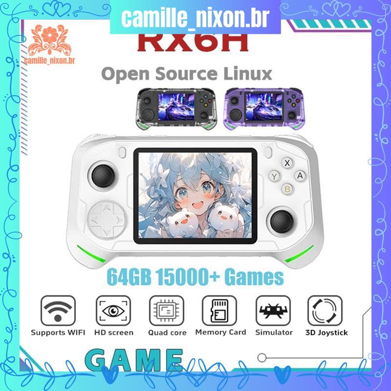 RX6H Retro Console De Videogame Portátil Linux Pocket Player 64GB 15000 + Jogos Tela IPS De 3.5 Polegadas Suporta Mais D
