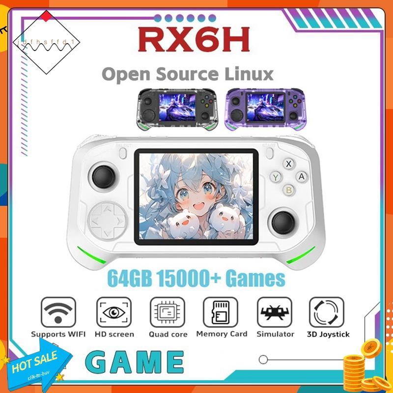 [Promover J] RX6H Retro Console De Videogame Portátil Tela IPS De 3.5 Polegadas 64GB 15000 + De Jogos Linux Pocket Playe