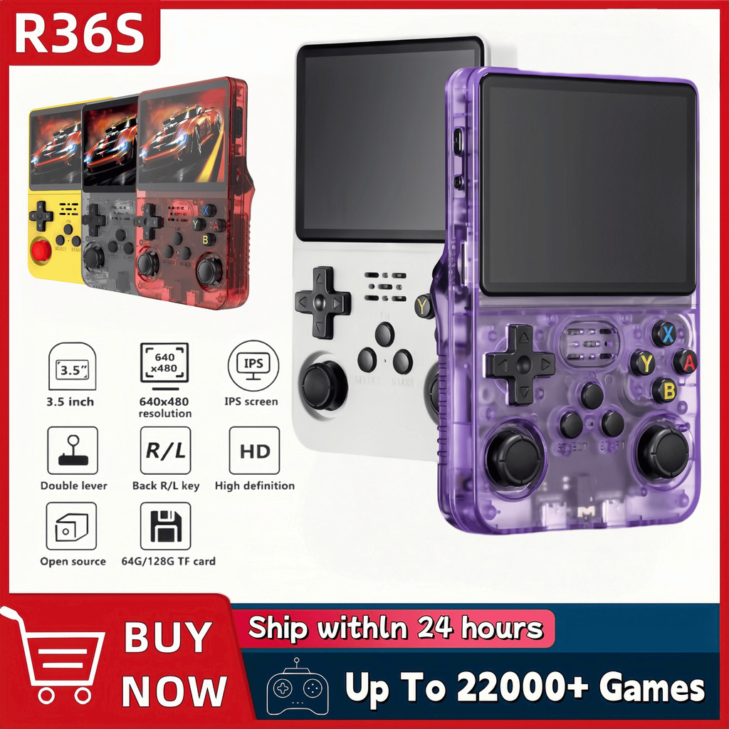 Retro R36S Console De Videogame Portátil 3.5 Polegada Tela IPS 128GB Jogos Pré-Carregados Bolso Player Sistema Linux