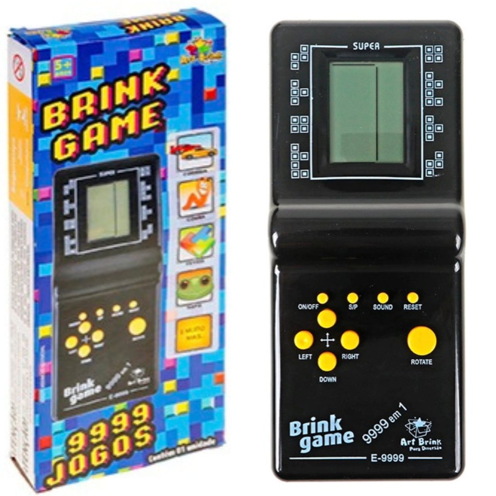 Mini Game Antigo Retrô Vídeo Game De Bolso Portátil Com Jogos Clássico Cobra Tétris Cor Preto