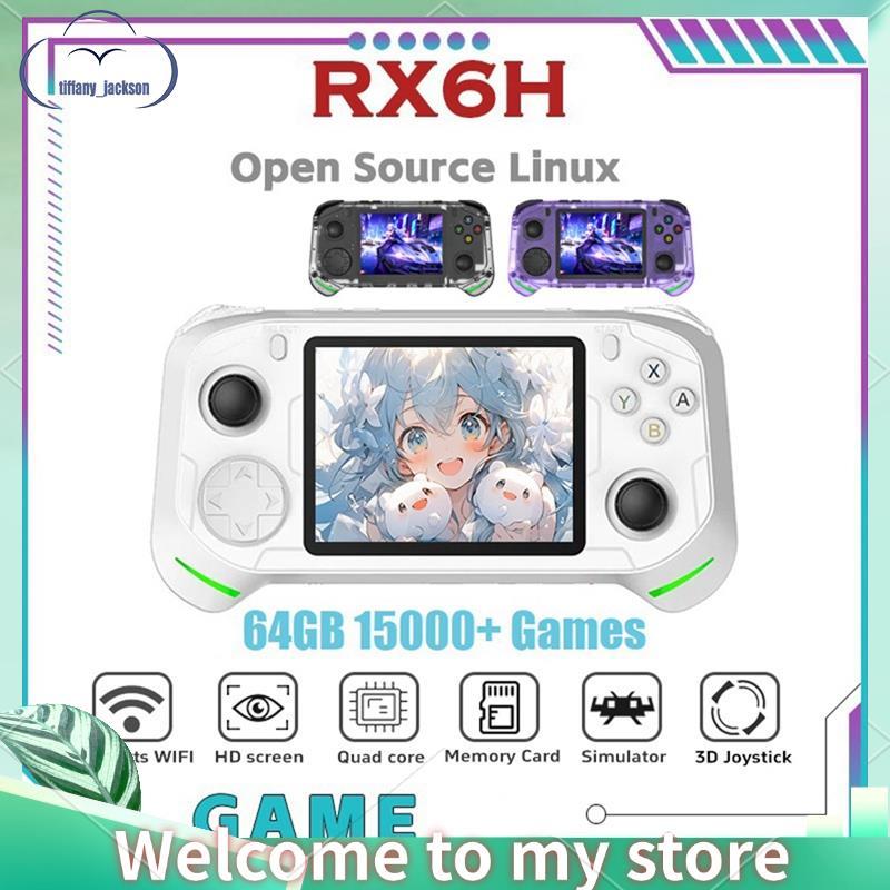RX6H Retro Console De Videogame Portátil 3.5 Polegadas IPS Display 64GB 15000 + Tela De Jogos Linux Pocket Player Suport