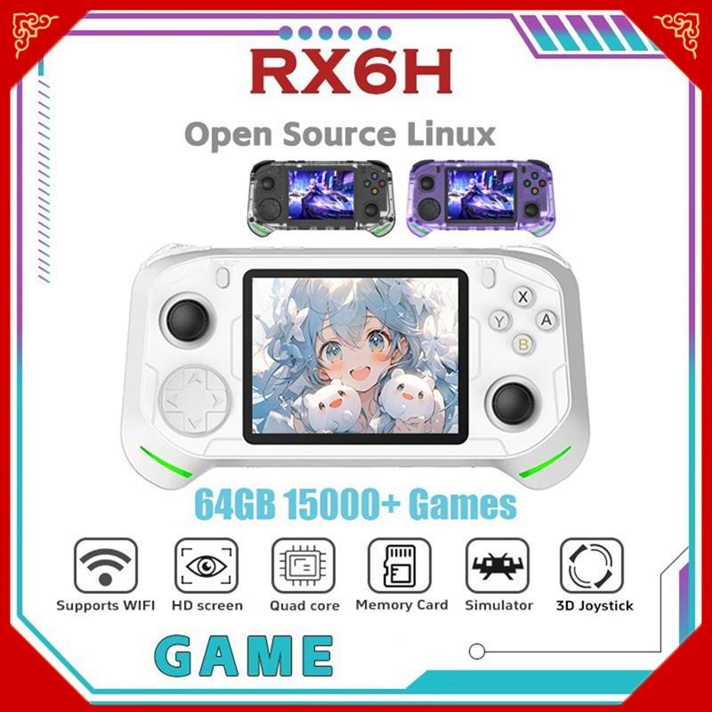 RX6H Retro Console De Videogame Portátil Linux Pocket Player 64GB 15000 + Jogos Tela IPS De 3.5 Polegadas Suporta Mais D