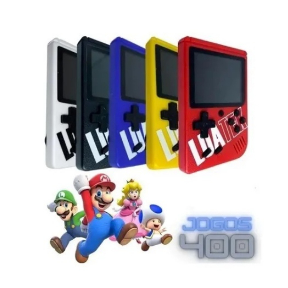 Minigame portátil conecta na tv 400 jogos retrô console de bolso, colorido sortido controle de mão