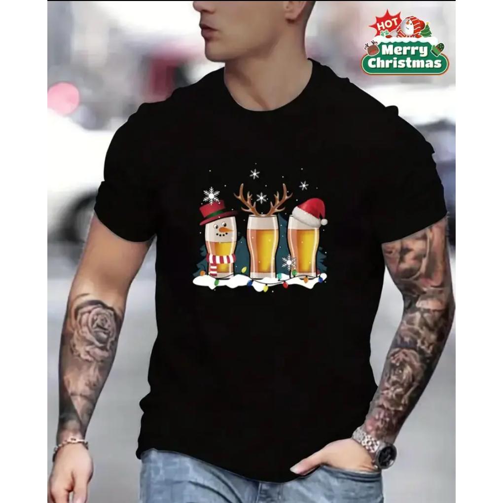 CAMISA MASCULINA ALGODÃO TAMANHO TRADICIONAL E PLUS SIZED NATALINA DIVERTIDA LANÇAMENTO CAMISETA CASUAL