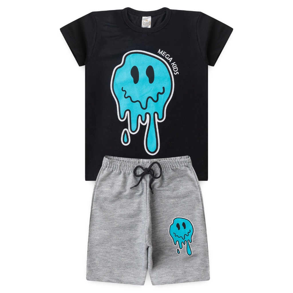 Conjunto Infantil Verão Masculino Melting Face - Preto
