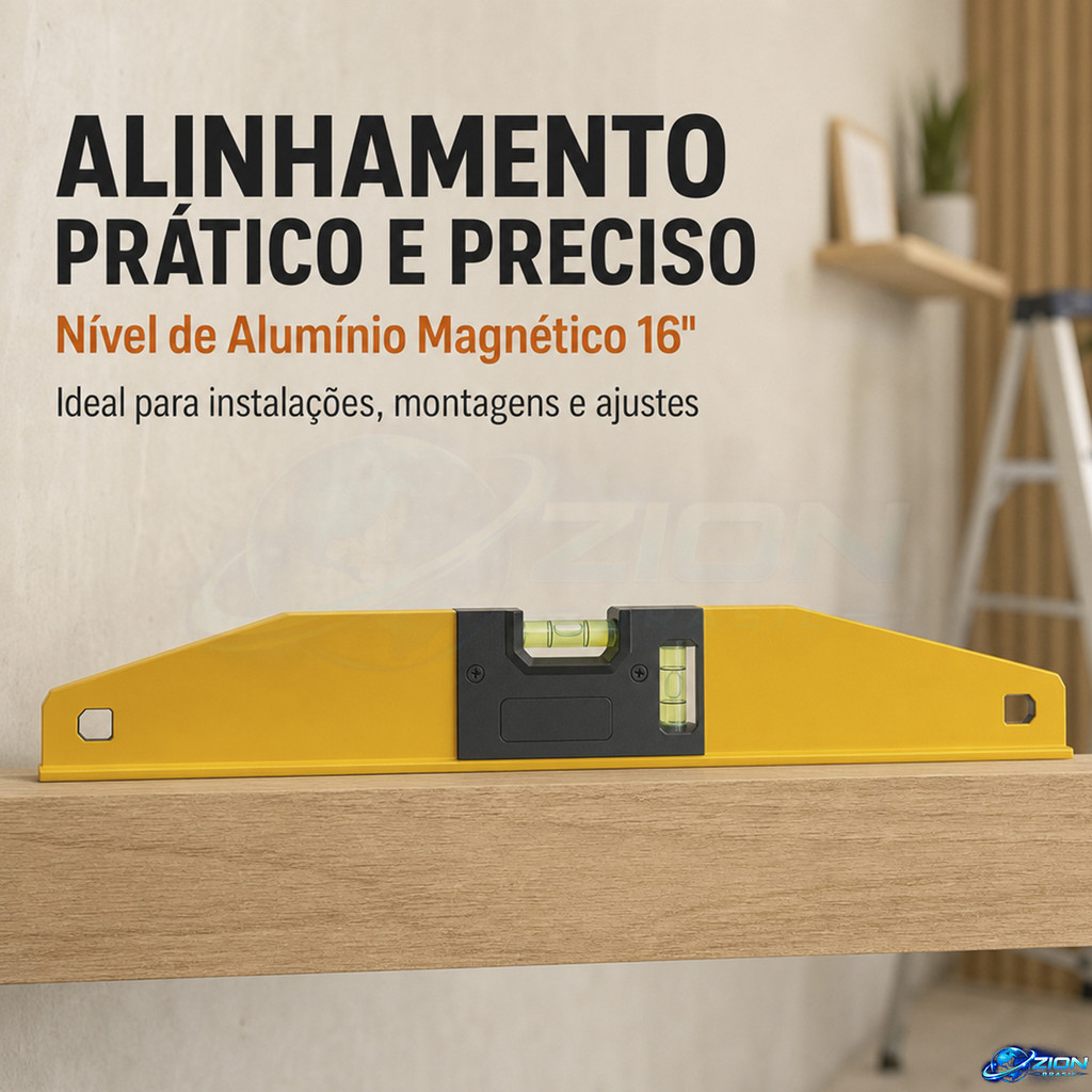 Nível Magnético de Mão 40cm com 2 Bolhas Horizontal e Vertical