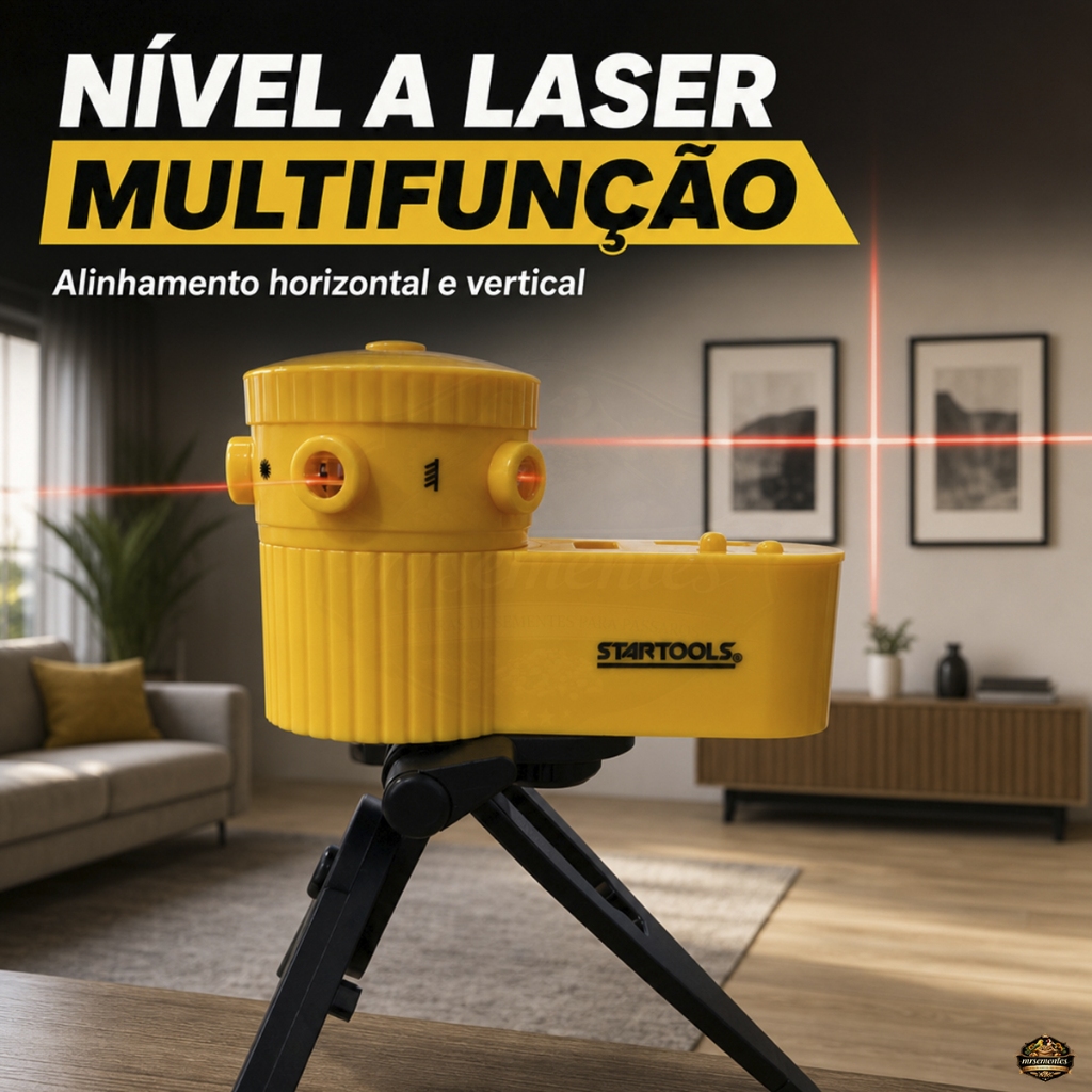 Nível a Laser com Tripé 5 Linhas Giratório Alinhamento Horizontal e Vertical em Construção e Reforma