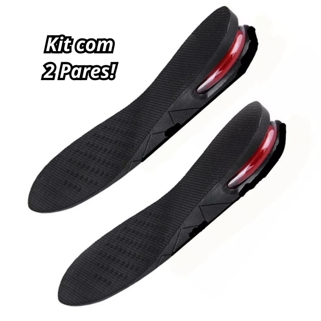 Kit 2 Pares De Palmilha 3cm Elevada Anti Impacto Elevator Aumente A Altura Com Amortecedor