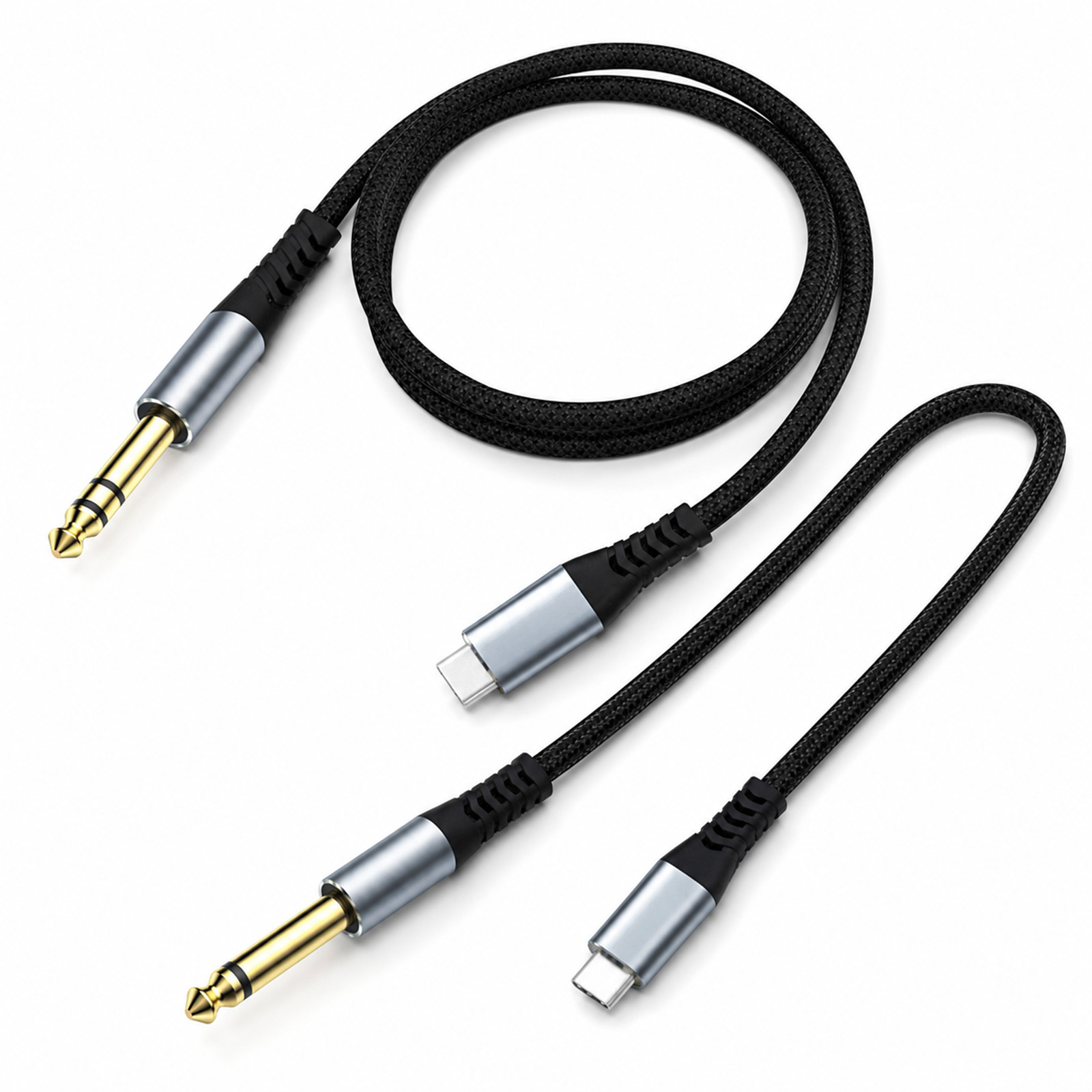 TOILEUM USB C Para 6.35mm 1/4 Polegada TS Guitarra Cabo De Áudio 16bit 48kHz Gravação Sem Perdas Tipo Telefone Portátil