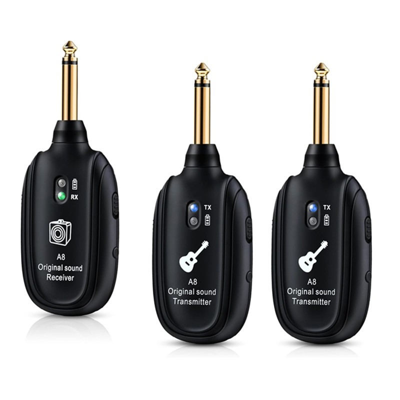 Sistema de Transmissão e Recepção de Áudio Sem Fio A8 para Guitarra Elétrica e Baixo Mixer 24-bit/48KHz