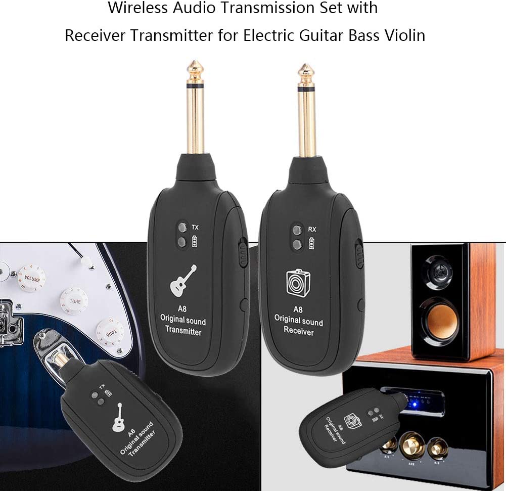 Sistema Miwayer A8 Transmissor/Receptor de Guitarra Sem Fio 2.4GHz/Baixa Latência/Recarregável/Áudio 24 bits/48KHz para