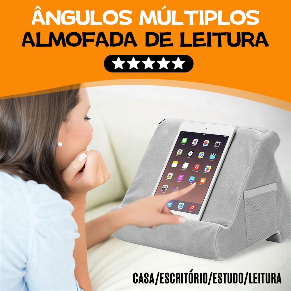 Suporte de Almofada para Tablet de Nylon com Bolso - Almofada de Suporte Comprimível