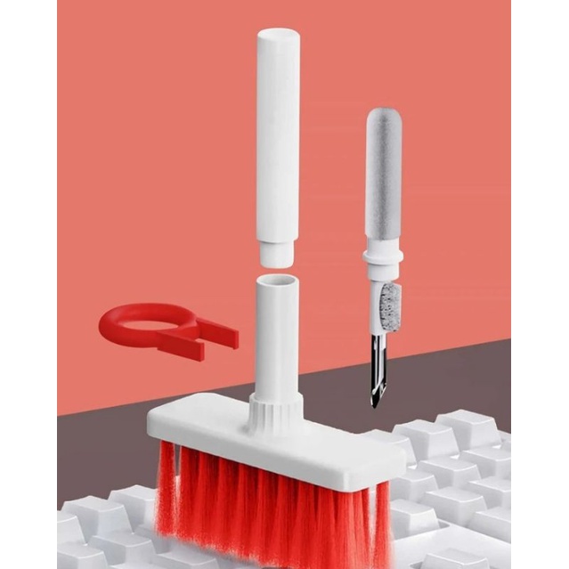 Limpeza de teclado com escova macia Cleaner 5 em 1 Ferramentas multifuncionais de limpeza de computador, escova de limpeza de teclado, para laptop limpo, fone de ouvido, teclado, mesa e outras fendas