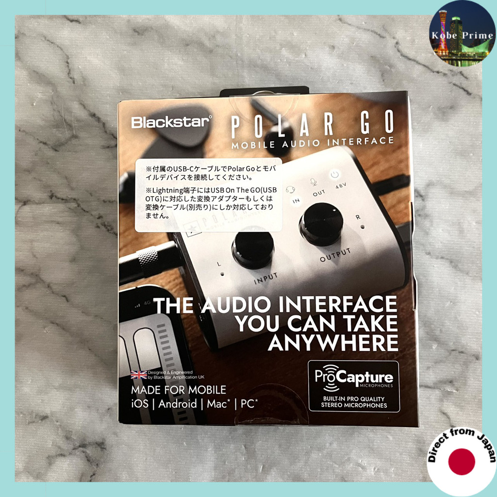 Blackstar Portable Audio Interface POLAR GO with Built-in Stereo Microphone / USB-C Power Supply & Battery Operation / Combo XLR / ¼-inch Input (Compatible with Mic/Line/Instruments)