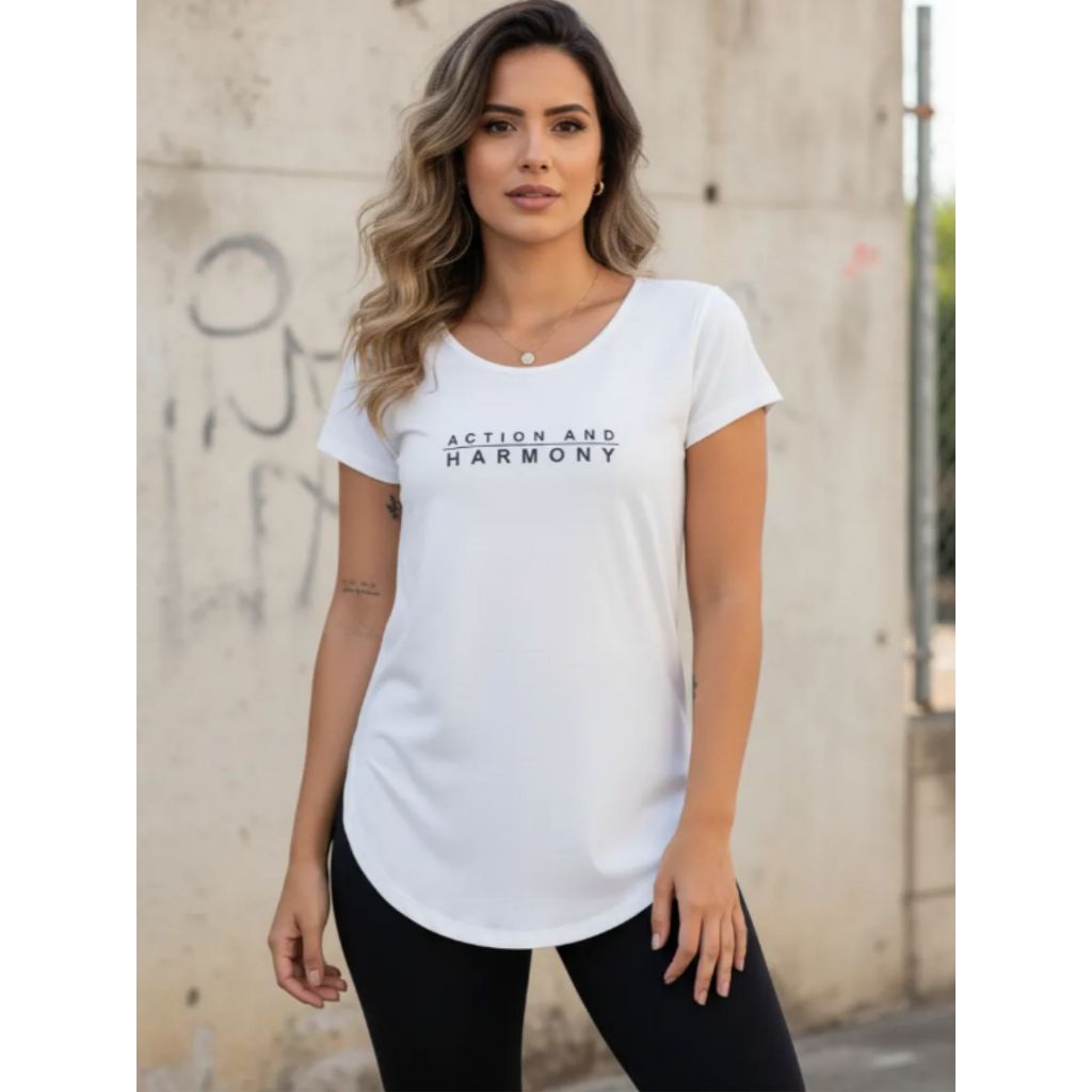 Blusa Feminina Academia Fitness Action Marfim