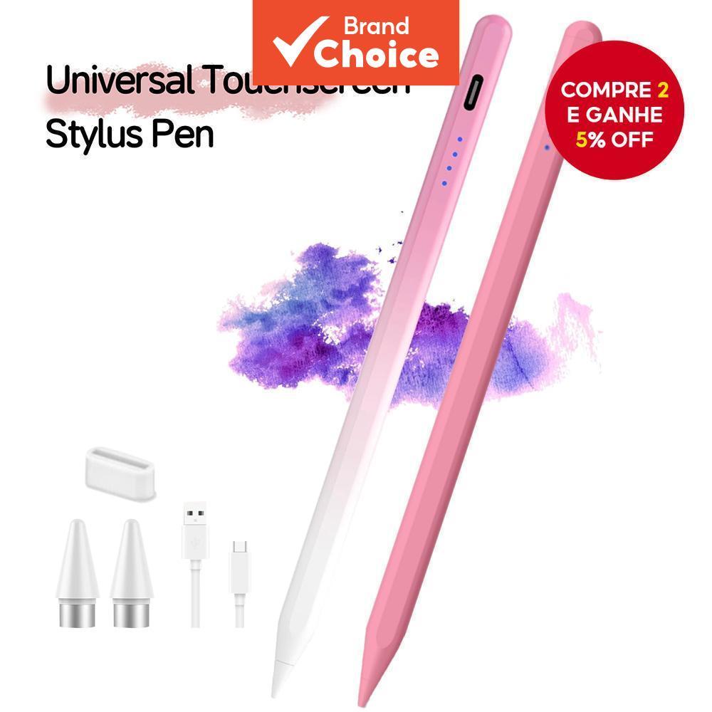 Caneta Stylus Capacitiva Universal Toileum Colorida Lisa + Pontas de Reposição para Smartphone Android Tab Pad