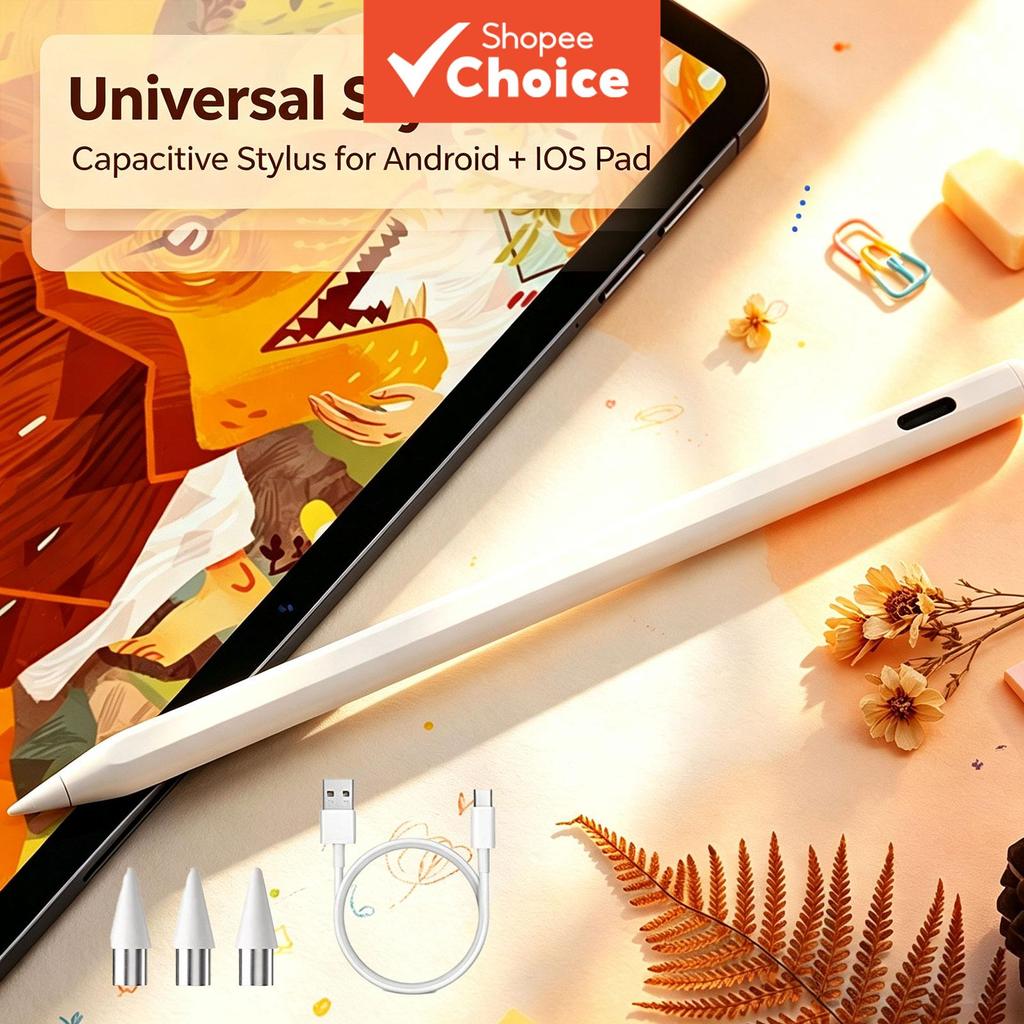 Caneta Stylus Capacitiva Universal TOILEUM Toque Suave na Tela + 3 Pontas para Smartphones Android, Tablets e iPad