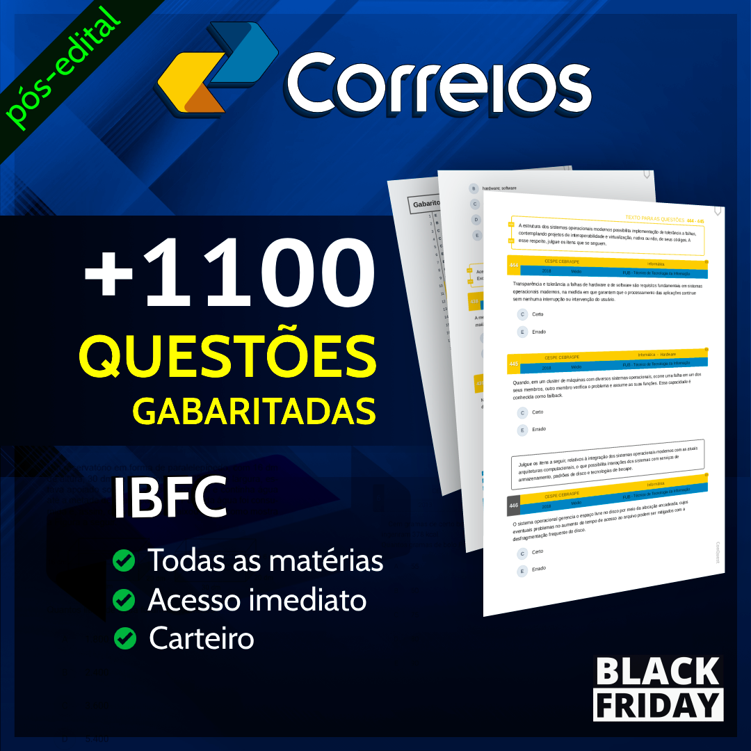 Pacote de questões - Correios - Carteiro, Agente dos Correios 2024