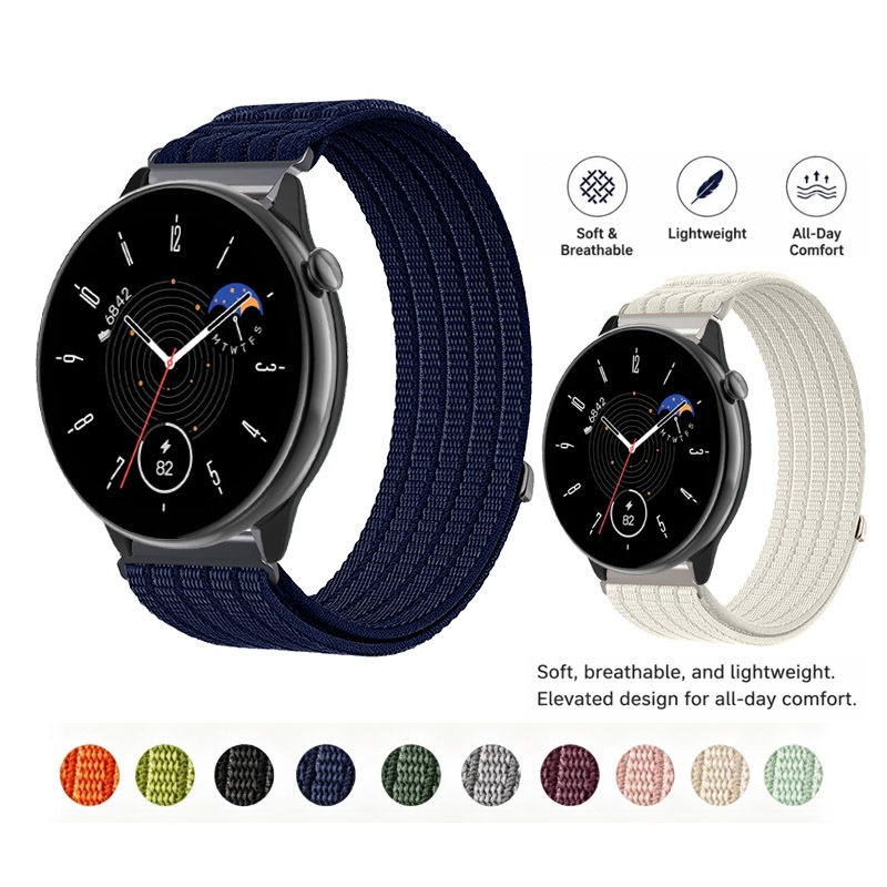 Amazfit Pulseira 20mm 22mm Esporte Náilon Loop Tecido Cinta Para Huami GTR mini/4 3 Pro 2 2E/Equilíbrio 2 3 Ultra Velcro