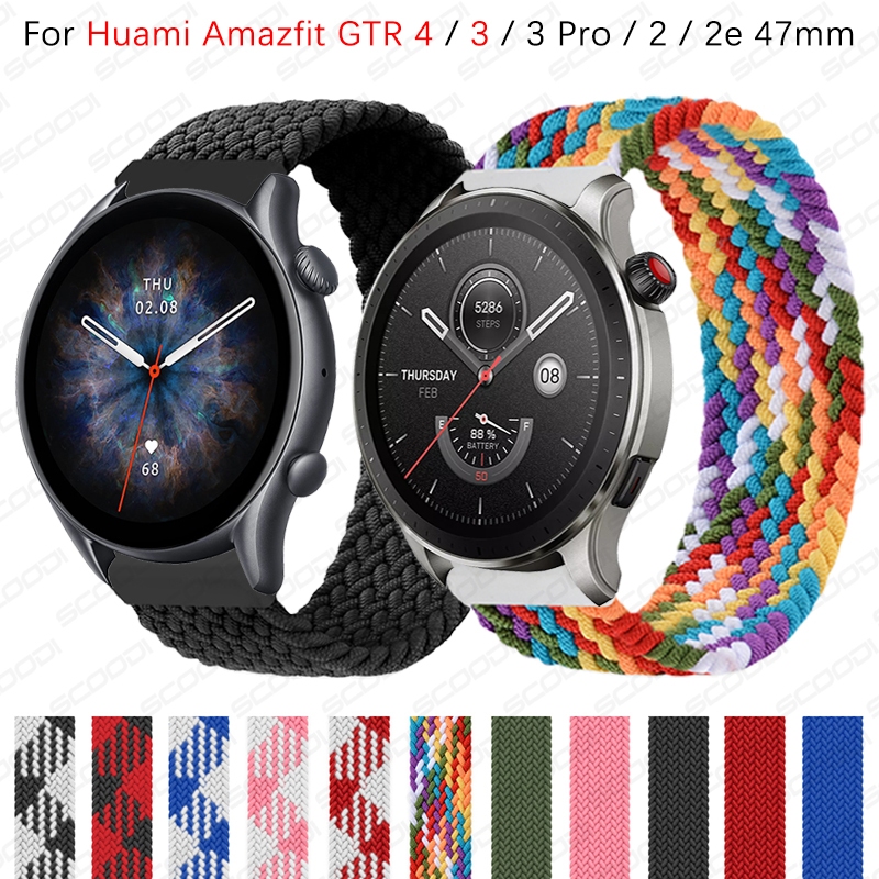 Bracelete Elástica De Nylon De 22mm Para Xiaomi Huami Amazfit GTR 4/3 Pro/2/2e/47mm Pulseira De Fita Acessórios Relógios Inteligentes