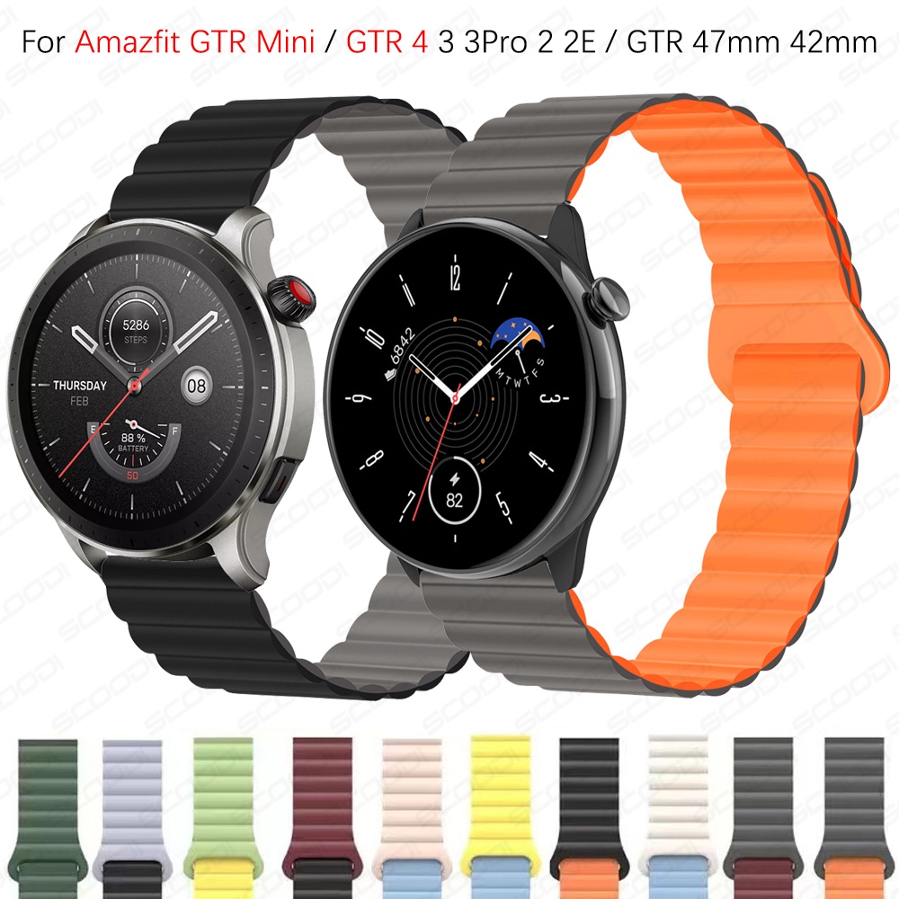 Pulseira Magnética De Silicone Para Huami Amazfit GTR Mini/4/3 Pro/2/2e 47mm 42mm Macia
