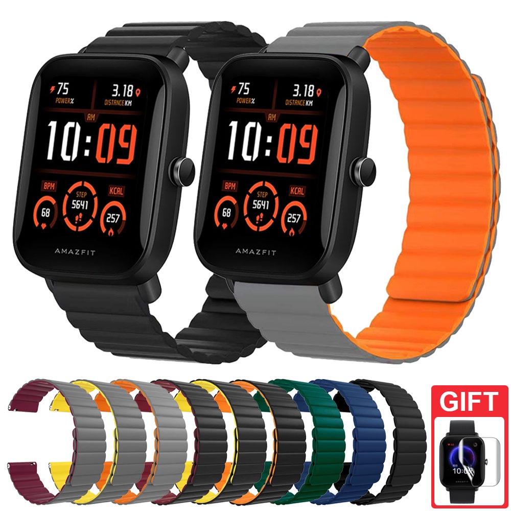 20mm Pulseira De Silicone Faixa De Relógio Magnética Para Xiaomi Huami Amazfit Bip U Pro GTS 3 Bip S GTS 2 Mini GTR 42mm
