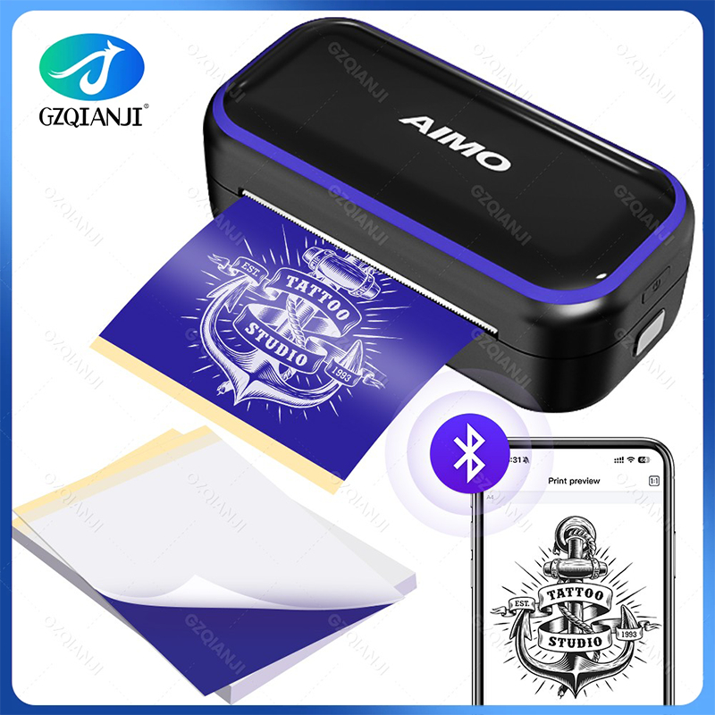 Impressora De Estêncil De Tatuagem AIMO MR3 Sem Fio Bluetooth Tattoo Maker Com 20 Peças De Papel De Transferência