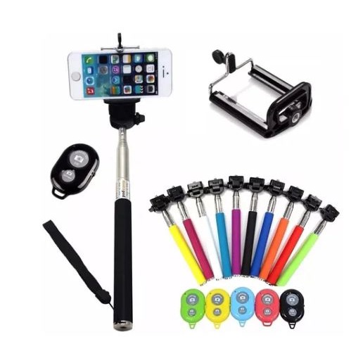 Pau de Selfie Bastão Monopod com Controle Selfie Rod with Bluetooth Wireless Remote compatível com Android e IOS