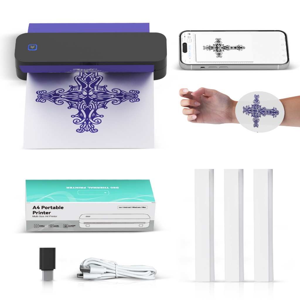Impressora Térmica tattoo A4 De Transferência Stencil Papel Para Tatuagem Impresso Por Bluetooth