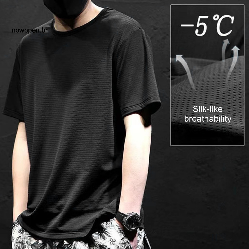 Lightweight Breathable Top Men Athletic Mesh Men's Quick-dry T-shirt Loose Fit Sports Tee for Gym Outdoor Workout Casual