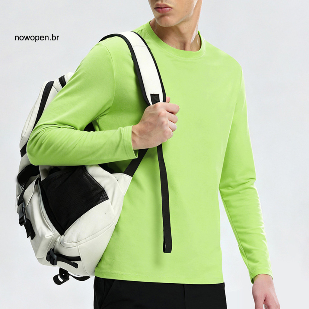 Men Casual Long Sleeve Tee Lightweight Tops Men's Quick-dry Sport Top Breathable O-neck Fitness Shirt Regular Fit for Da
