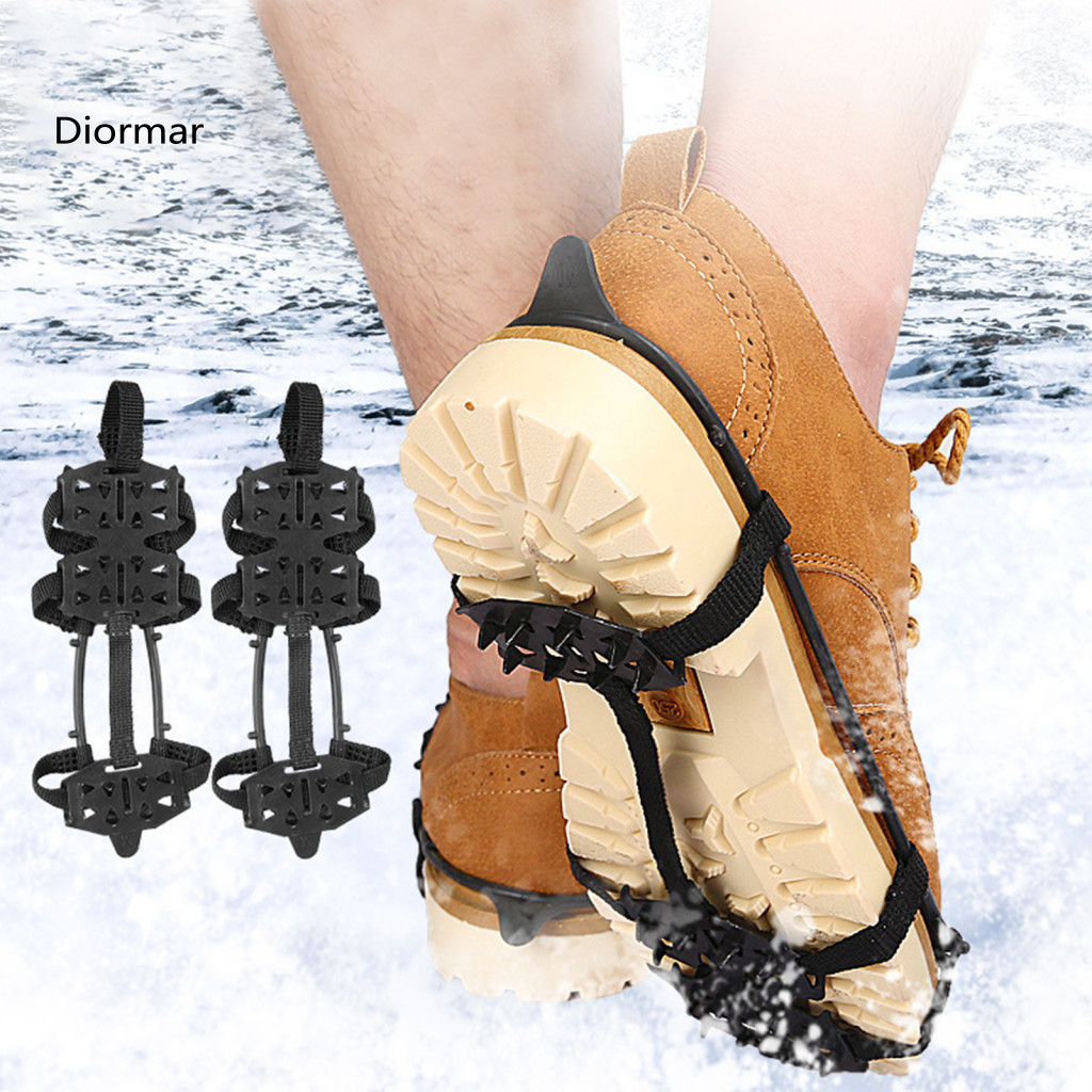 Slip-resistant Shoe Cleats Crampon 1 Pair Anti-slip Ice Snow Shoes Traction with 24 Teeth – Outdoor Winter Walking Boo