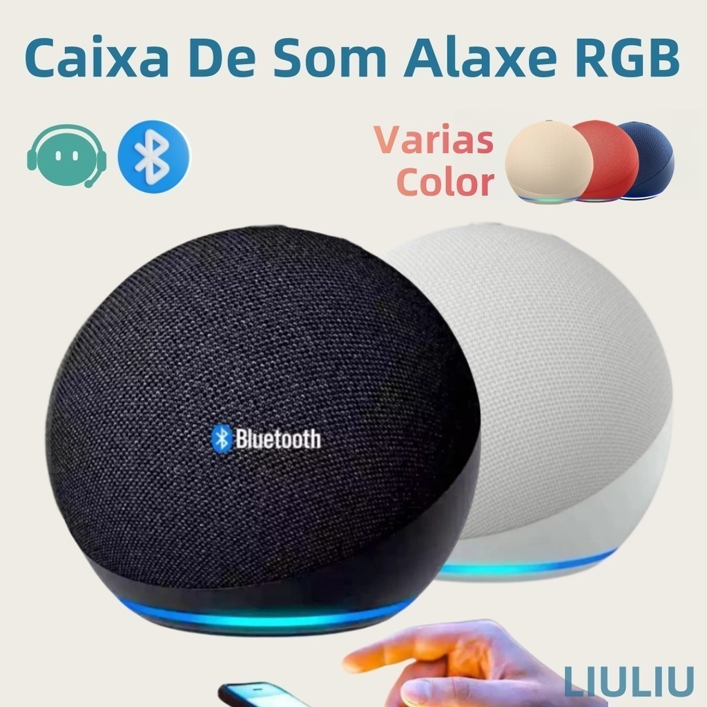 ORIGINAL-Caixa de Som Bluetooth 5W com LED Colorido Portátil Compatível com Alexa Rádio FM e USB