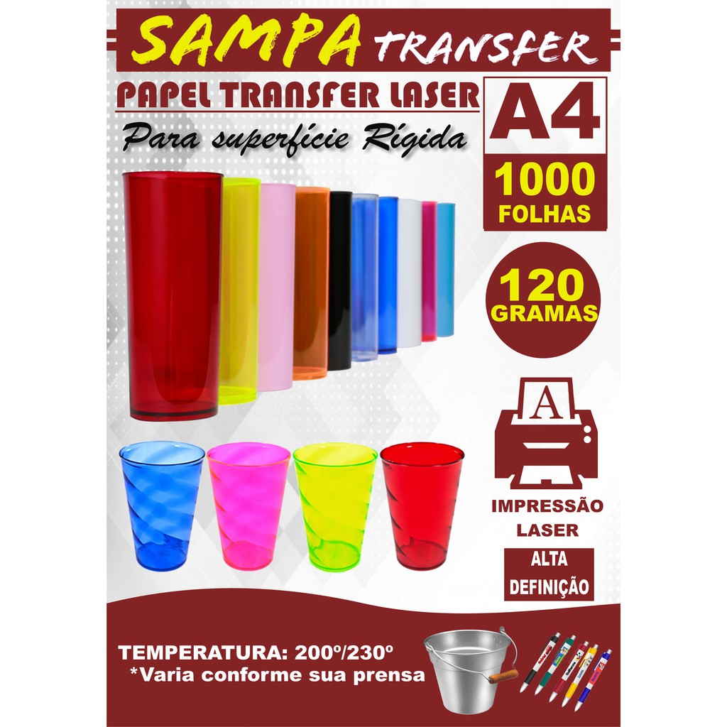 Papel Transfer Laser 120 gramas - 1000 folhas A4  COMPRE 1000