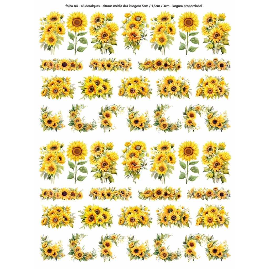 Decalque Hidro Transfer folha A4 - Flores Girassol