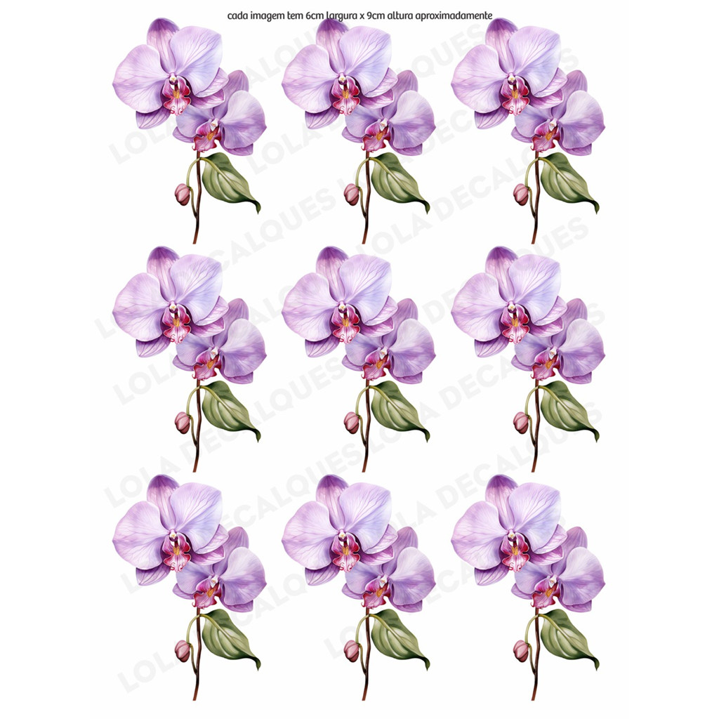 Decalque Hidro Transfer folha A4 - Orquídeas Lilás